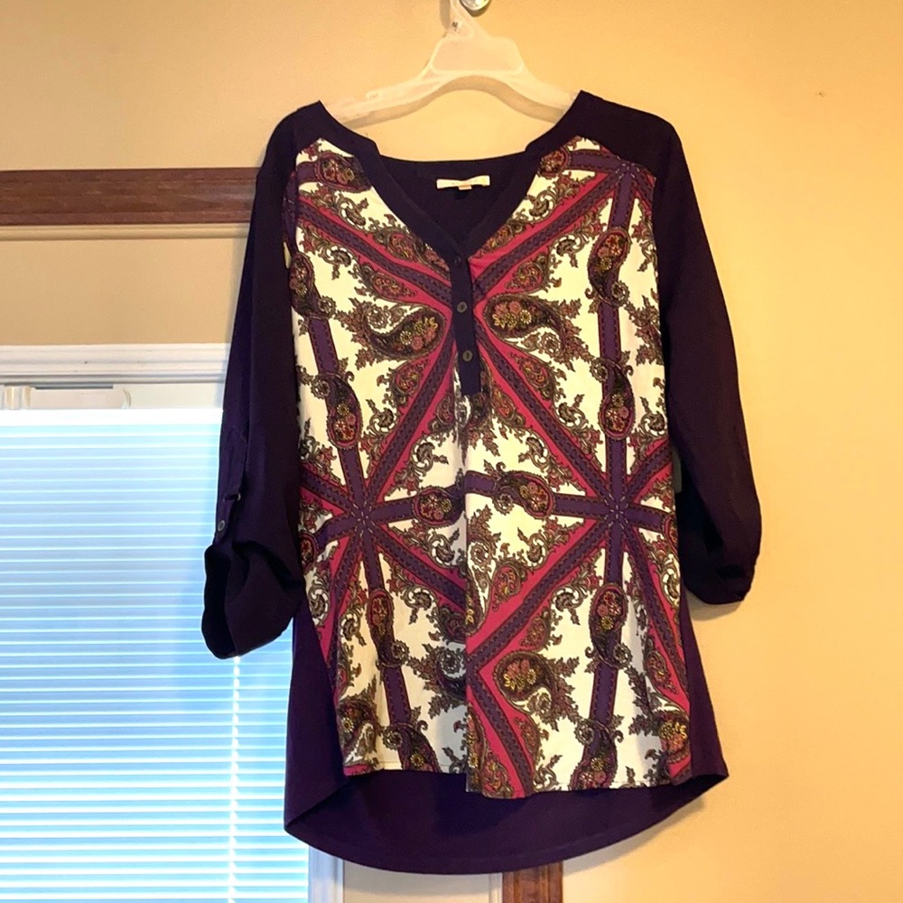 SKIES ARE BLUE Wesli Mixed Material Top